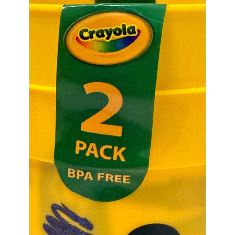 Crayola 2 Pack Plastic Tumblers Yellow Rainbow Crayon Character BPA Free 18092
